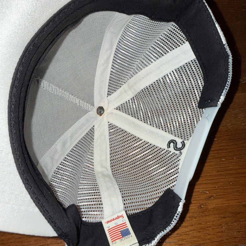Supreme Cream Satin Trucker Hat with Yellow Logo Crowns Y2K Rare! - Picture 6 of 11